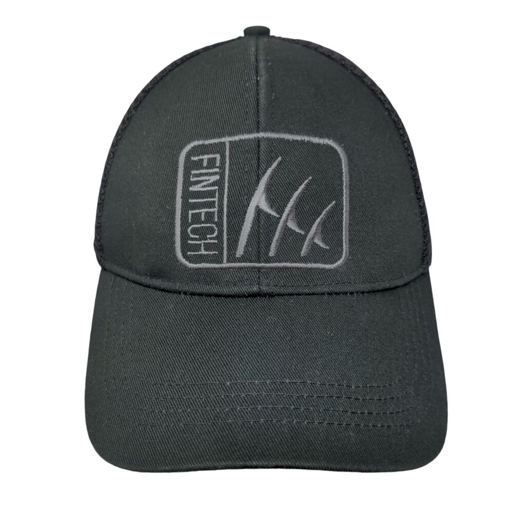 Fintech Snapback Mesh Back Trucker Hat Black OSFA Solid Embroidered